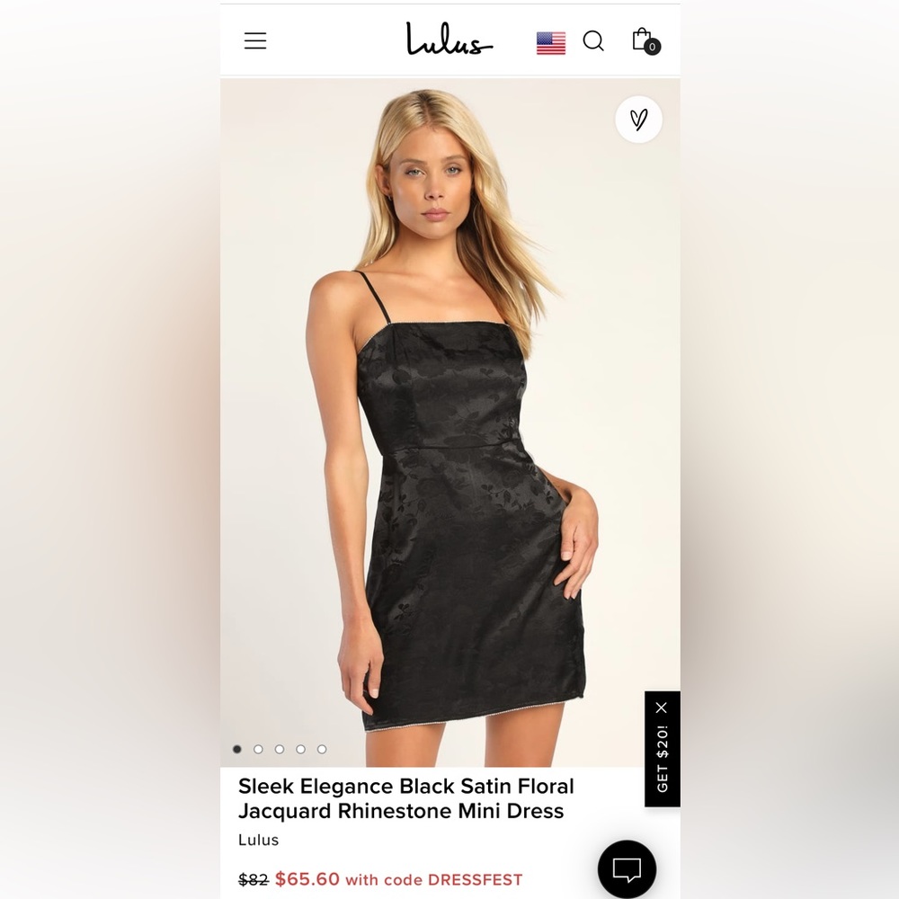 Lulus Black Satin Floral Jacquard Rhinestone Mini Dress